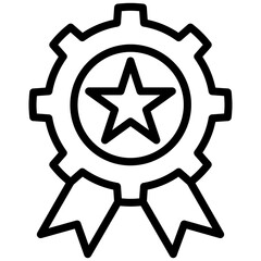 Ribbon Award Outline Icon, Black And White Outline Icon Symbol
