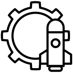 Rocket Launch Outline Icon, Black And White Outline Icon Symbol