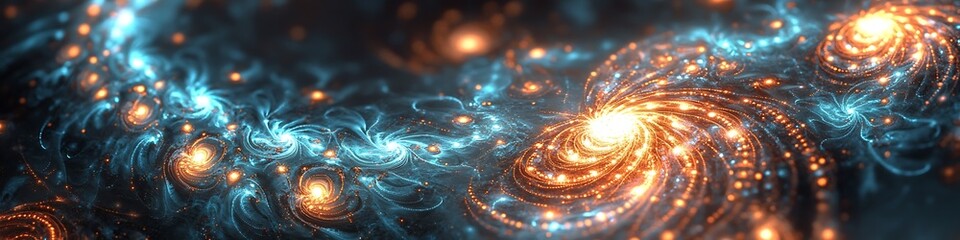 Modern abstract design with bold bright textures and glowing intricate details