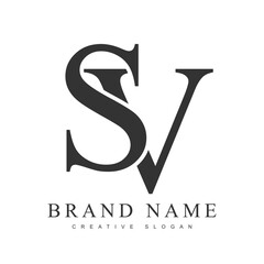 Fototapeta premium SV trendy logotype template. Initial letter s and v classic font style. Creative logo for company name or identity.
