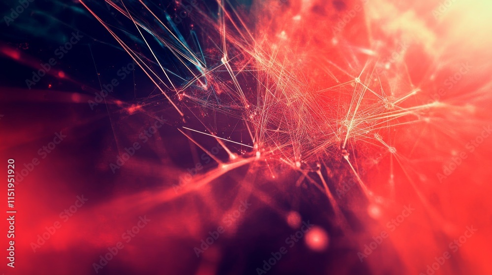 Poster An abstract image featuring vibrant red and blue lines creating a dynamic, interconnected network against a dark background.