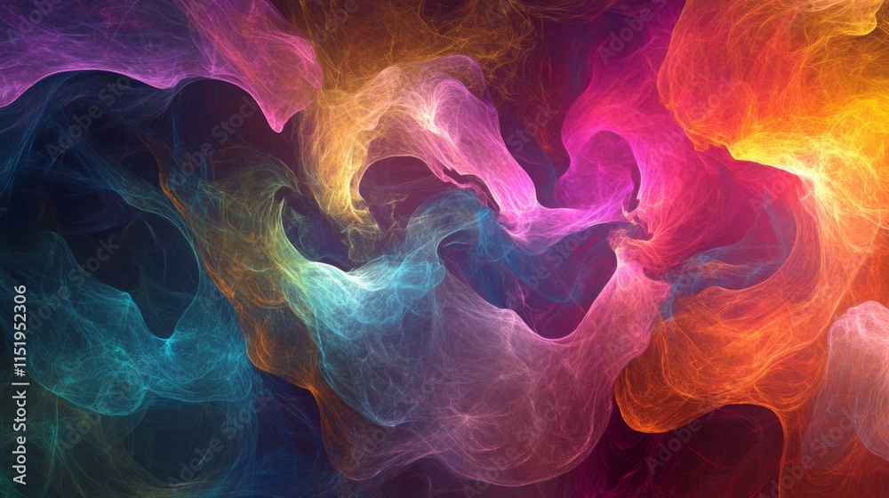 Fototapete a vibrant, abstract swirl of colors depicting fluid movement and dynamic patterns, blending hues of 