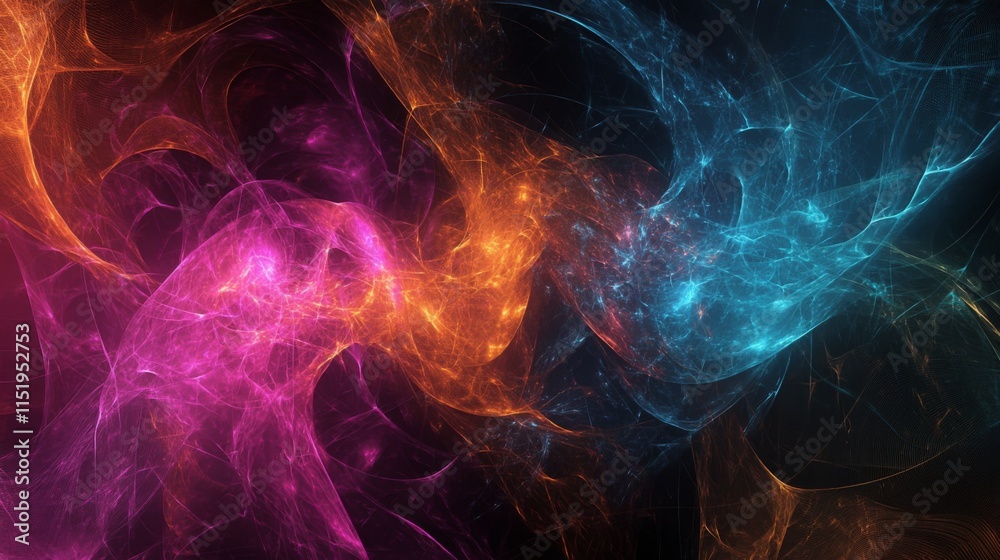 Leinwandbilder a vibrant abstract background featuring swirling patterns of blue, orange, and pink colors, creating