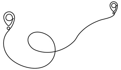 Location markers path continuous line art drawn. GPS navigation symbol. Travel destination concept. Vector illustration isolated on white.