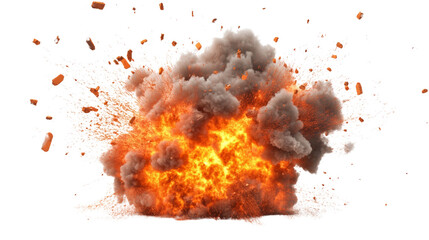 Massive Fiery Explosion with Smoke and Sparks