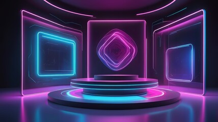 podium display with neon light