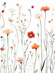 Elegant Watercolor Floral Bouquet with Colorful Flowers