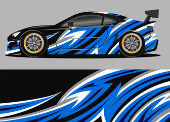 Obraz premium Wrap car design decal with black and blue color