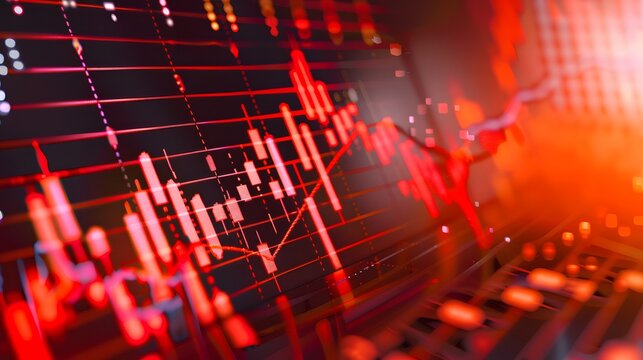 Abstract Financial Chart with Red Graphs and Dynamic Backgrounds - Powered by Adobe