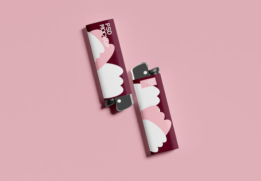 Top View of Two 3D Lighters Mockup
