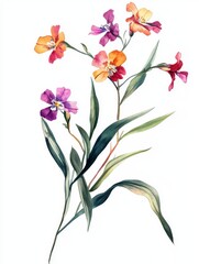 Obraz premium Elegant Watercolor Floral Bouquet with Colorful Flowers