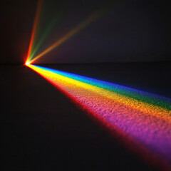A dark background with a rainbow colored light