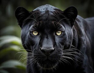 Close-Up of a Panther Staring Intensely Into the Camera