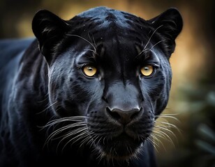 Close-Up of a Panther Staring Intensely Into the Camera