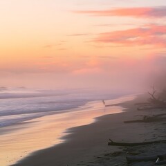 Fog in nature village and city