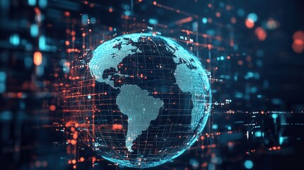 Fototapeta premium Futuristic Marketplace, a vibrant hub where businesses leverage AI, holograms, and analytics to gain a competitive edge in customer engagement