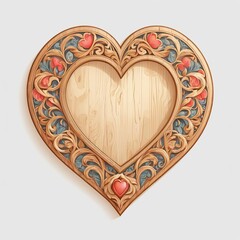 Intricate wooden heart frame, perfect for Valentine's Day or a romantic message. The ornate carvings and warm wood tones create a timeless and elegant feel.