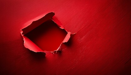 a red paper with a hole in it