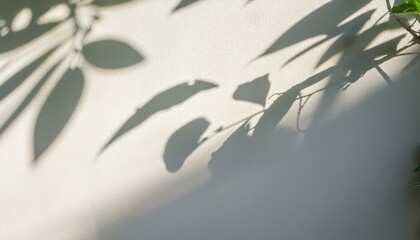leaf shadow on wall nature tropical leaves tree branch and plant shade with sunlight from sunshine dappled on white wall