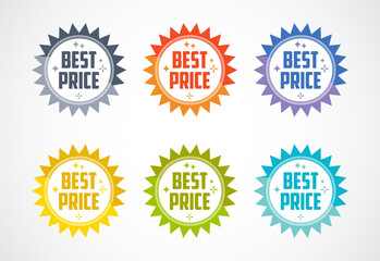 Best Price advertising sticker, sale tag and banner icon set