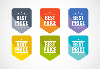 Best Price advertising sticker, sale tag and banner icon set