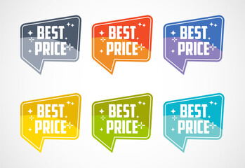 Best Price advertising sticker, sale tag and banner icon set