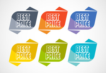 Best Price advertising sticker, sale tag and banner icon set