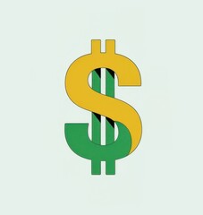 Fototapeta premium Stylized Dollar Sign in Green and Yellow on a Light Background