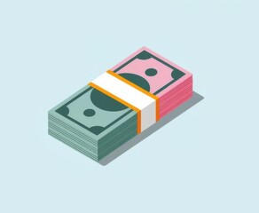 Bundle of Cash Wrapped with a Band on a Soft Background