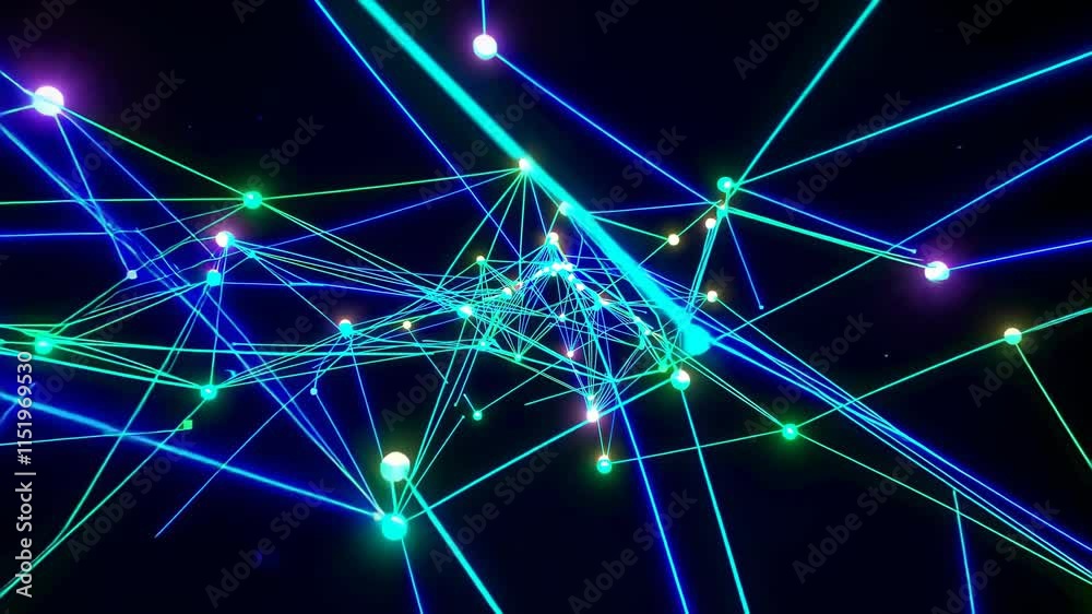 Fototapete colorful digital network connections create a mesmerizing visual display of technology and innovatio