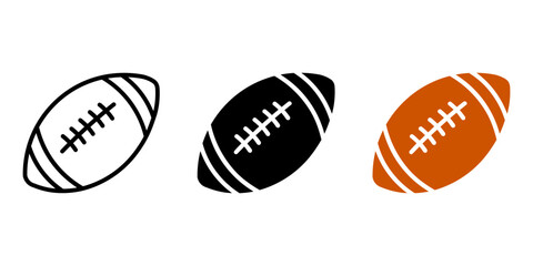 American football icon. Rugby ball sign. Oval ball symbol. American sport competition pictogram.