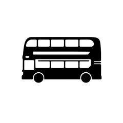 A big double decker bus icon silhouette on white background