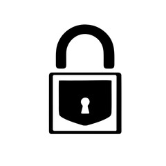 A security lock icon silhouette on white background