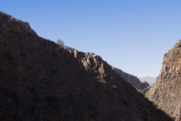 Gran Canaria, landscape of the central part of the island, Las Cumbres, ie The Summits, 
Caldera de Tejeda in geographical center of the island, Ravine Barranco de Tejeda