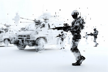 Fototapeta premium Modern Military Combat Warfare - Advanced Battlefield Strategy