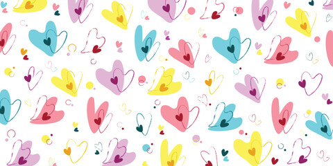 seamless pattern of colorful hearts and circles. valentine's day concept 