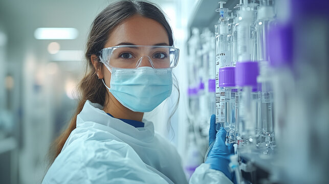 Female researcher carrying out scientific research in a lab 