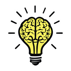 Bright Yellow Brain Lamp Graphic for Print and Digital Art