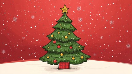 Obraz premium Christmas tree decorations, doodle. 