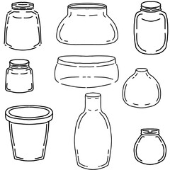 set of jars and bottles for print, sticker, illustration book, coloring book, element, kids book, design, etc.