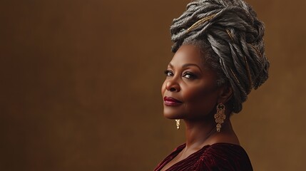 Naklejka premium Holiday hairstyle for an older African American woman