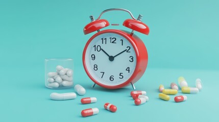 3d calendar marked date and time for reminder with pharmacy drug icon. Vaccination medical equipment, healthcare medicine. medical pharmacy medicament. 3d alarm clock icon vector render illustration
