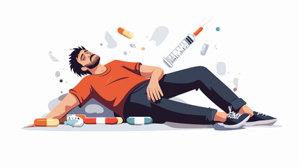 Drug addict. Illustration of a person abusing drugs.