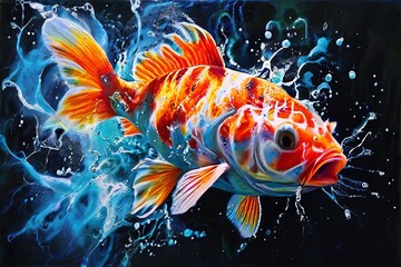 52 exploding koi a koi chalk piece bursting into a spray of colo