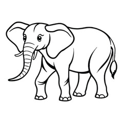 Fototapeta premium Elephant cartoon line art