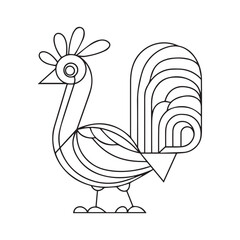 Coloring book page for preschoolers with chicken outline. Vector illustration for children's education.