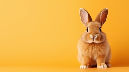 Obraz premium cute animal pet rabbit or bunny brown color smiling and laughing isolated with copy space for easter background, rabbit, animal, pet, cute, fur, ear, mammal, background, celebration