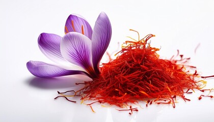 saffron and saffron flower on white history