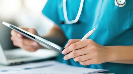 The Nurse Using Tablet