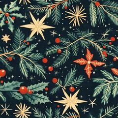 Fototapeta premium Christmas-themed holiday decor festive nature illustration cozy atmosphere vibrant colors celebration of christmas spirit